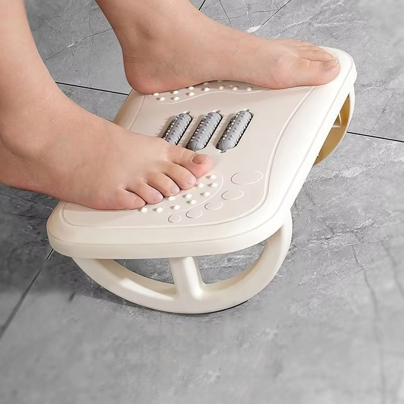 Office Stool - 家庭およびオフィス用滑り止め加工のプラスチック製フットレスト、テーブルの下やソファの足元に置くマッサージペダル
