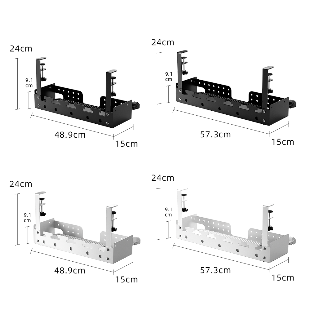 Desk Organizer - デスク下ケーブル管理パネル、穴あけ不要、省スペース、大容量、調整可能ケーブルオーガナイザーパネル