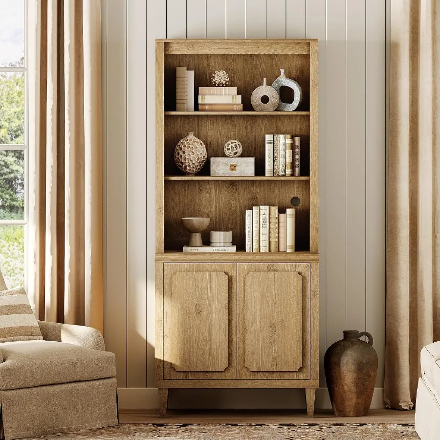 リビングルーム用の、扉付きの高さ72.8cmの本棚。オーク材 - Bookshelf のレビューと価格