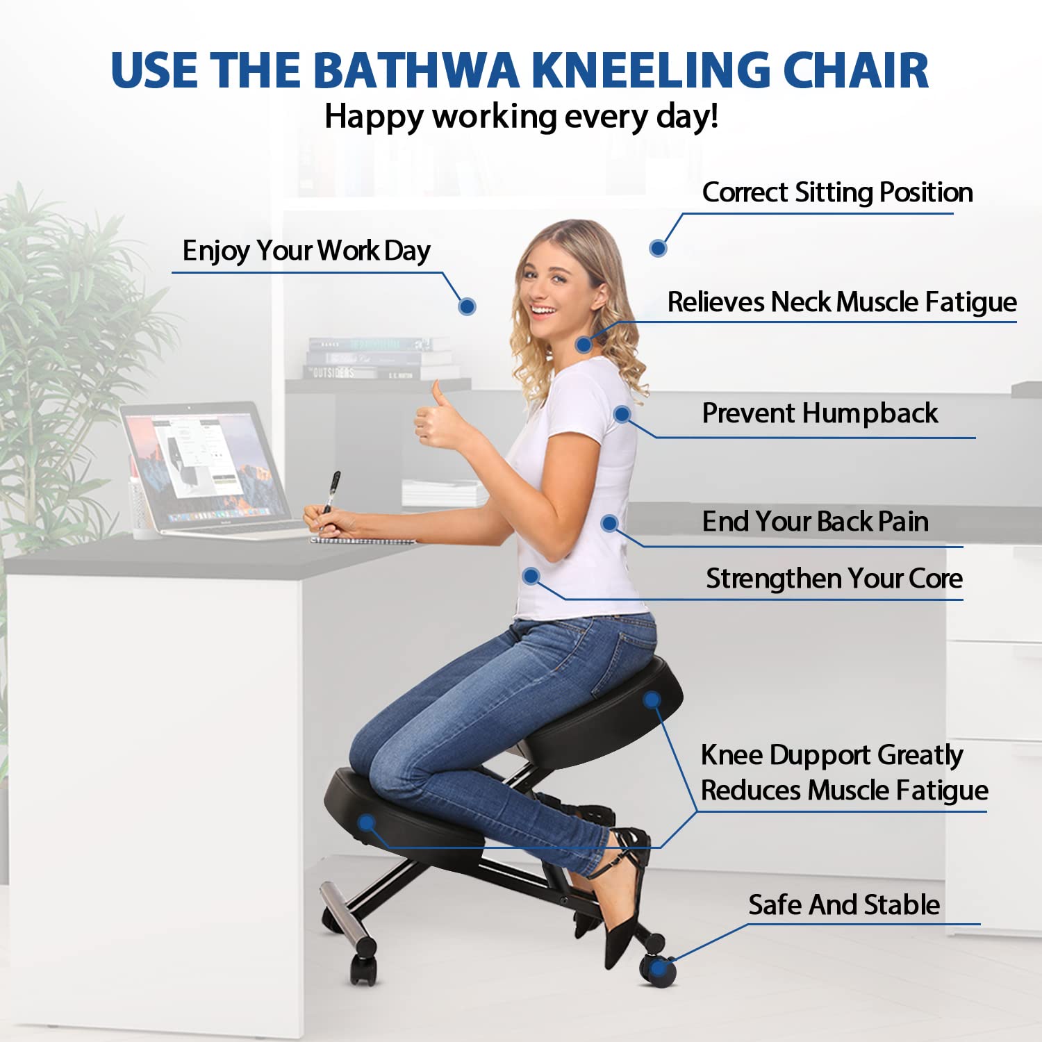オフィス用のエルゴノミクスニーリングチェア、家庭およびオフィ - Office Stool のレビューと価格