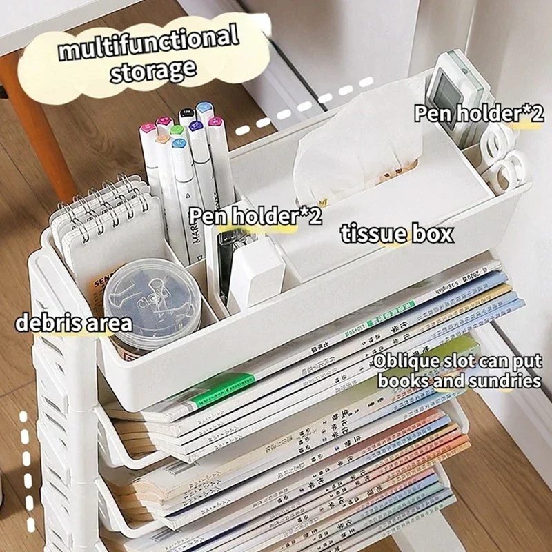 収納ラック 本棚 移動式多層棚 デスクトップ収納バスケット  - Bookshelf のレビューと価格