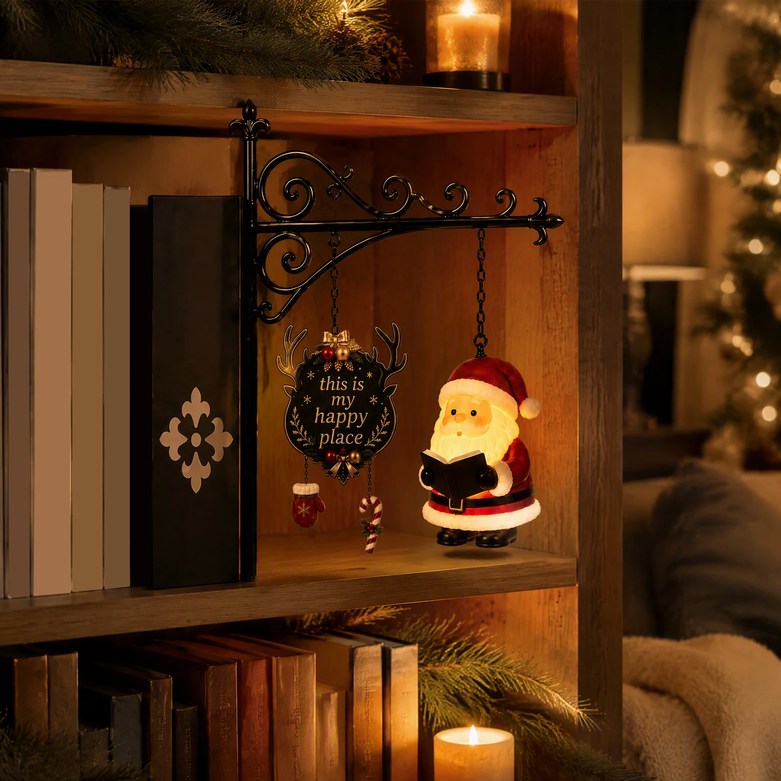 LEDブックシェルフ、サンタクロースのクリスマスオーナメント - Bookshelf のレビューと価格
