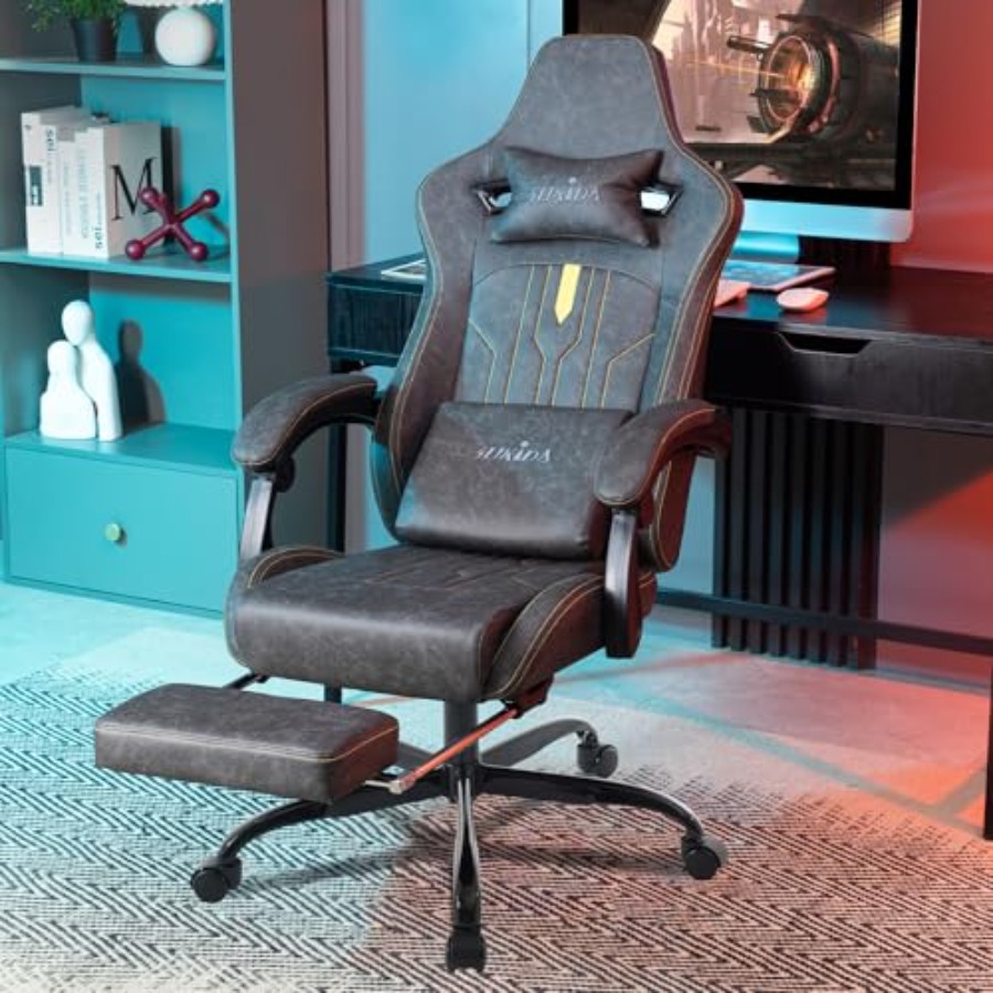 自宅のオフィスで使用できる、フットレスト付きのゲーミングチェ - Office Chair Cushion のレビューと価格