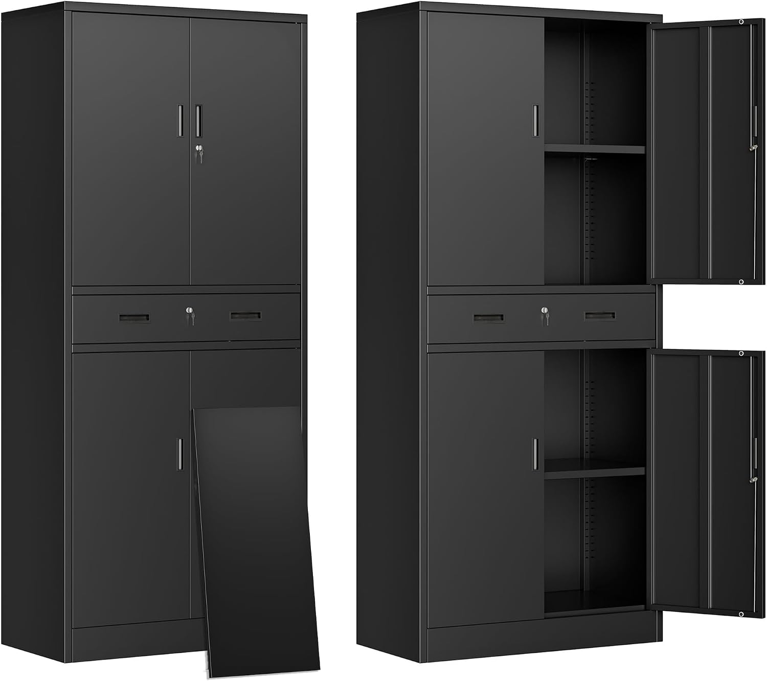 引き出し付き背の高い金属製収納キャビネット、鍵付きツール・フ - File Cabinet のレビューと価格