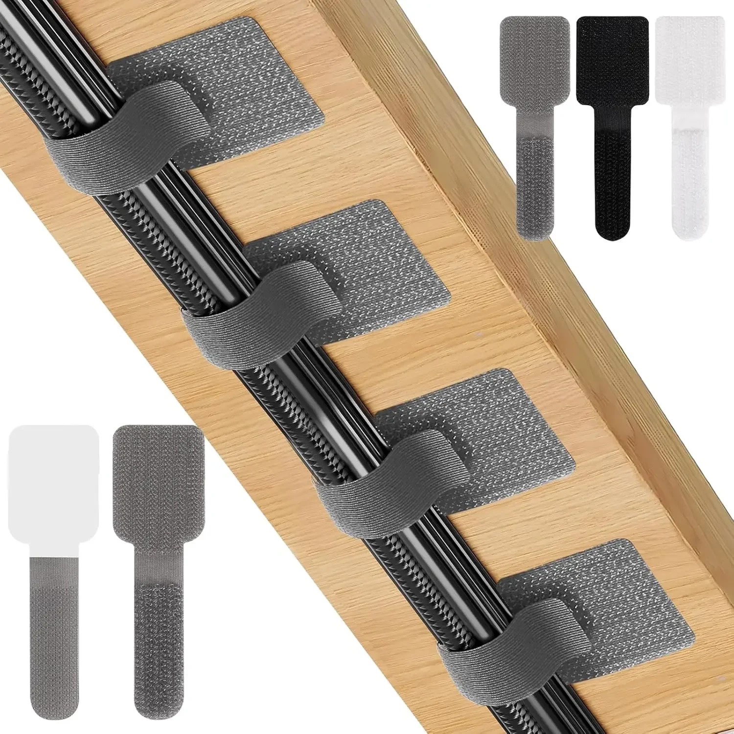 新しい再利用可能なケーブル結束バンド、マジックテープ式、自己 - Desk Organizer のレビューと価格