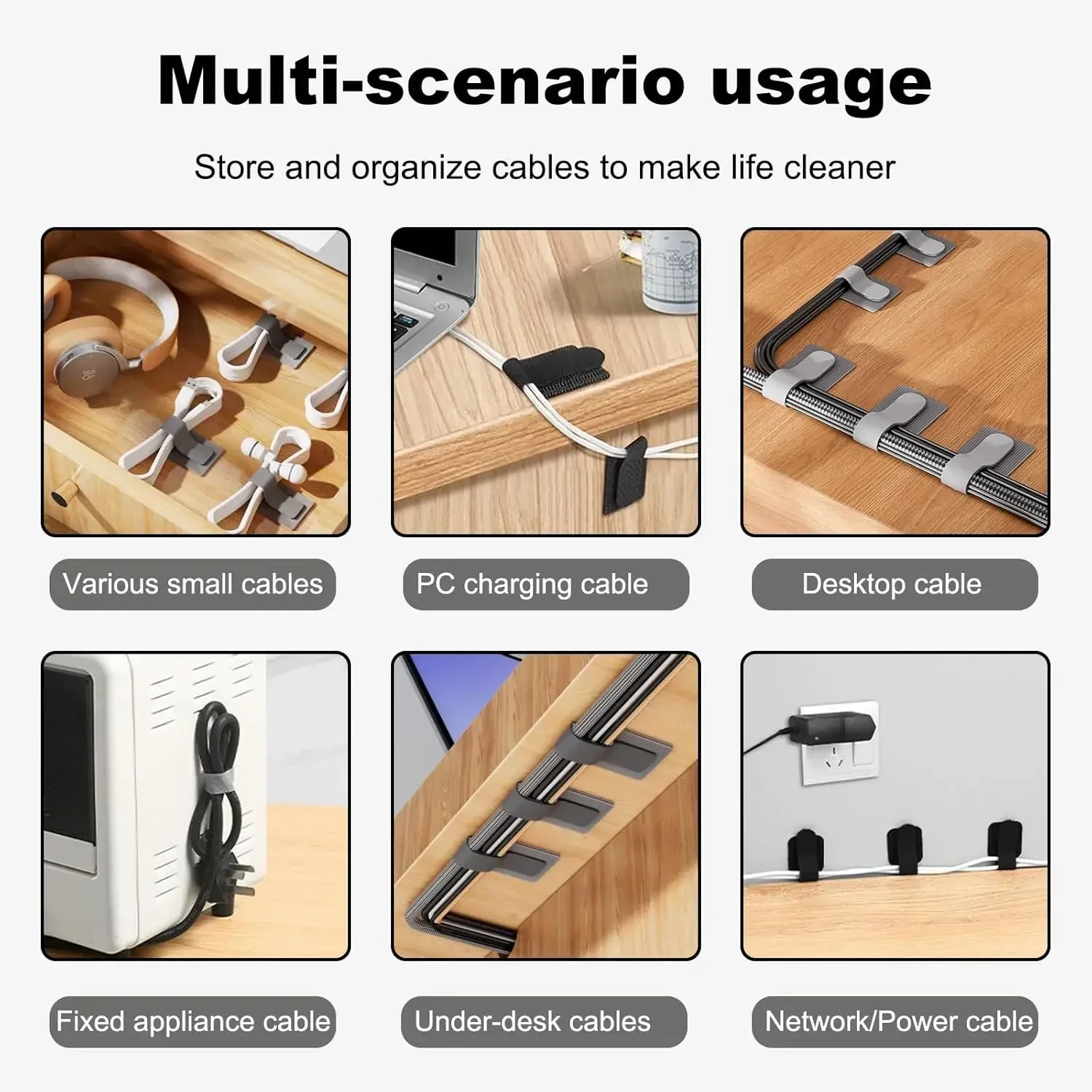 新しい再利用可能なケーブル結束バンド、マジックテープ式、自己 - Desk Organizer のレビューと価格
