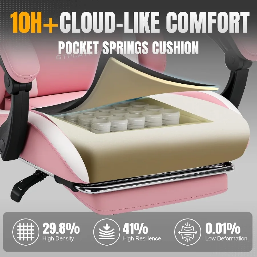 フットレスト付き、ポケットコイルクッションを使用したゲーミン - Office Chair Cushion のレビューと価格