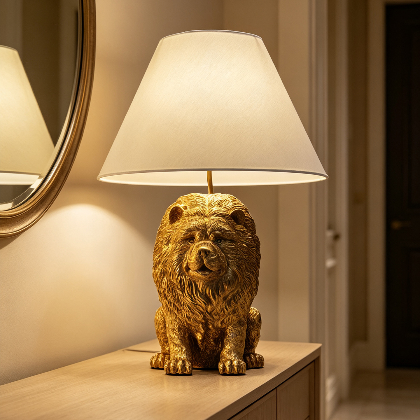 クリエイティブなチャウチャウの動物モチーフのレジン製デスクラ - Desk Lamp のレビューと価格