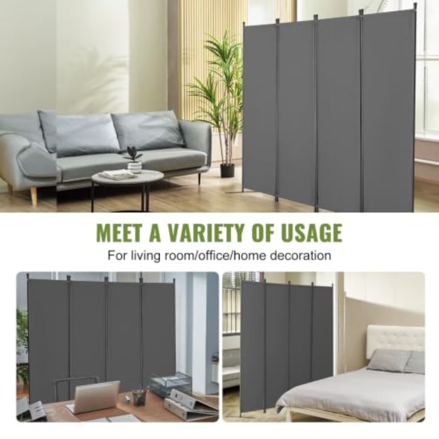 4パネル布製ルームディバイダー、オフィス用折りたたみ式プライ - Partition Screen Divider のレビューと価格