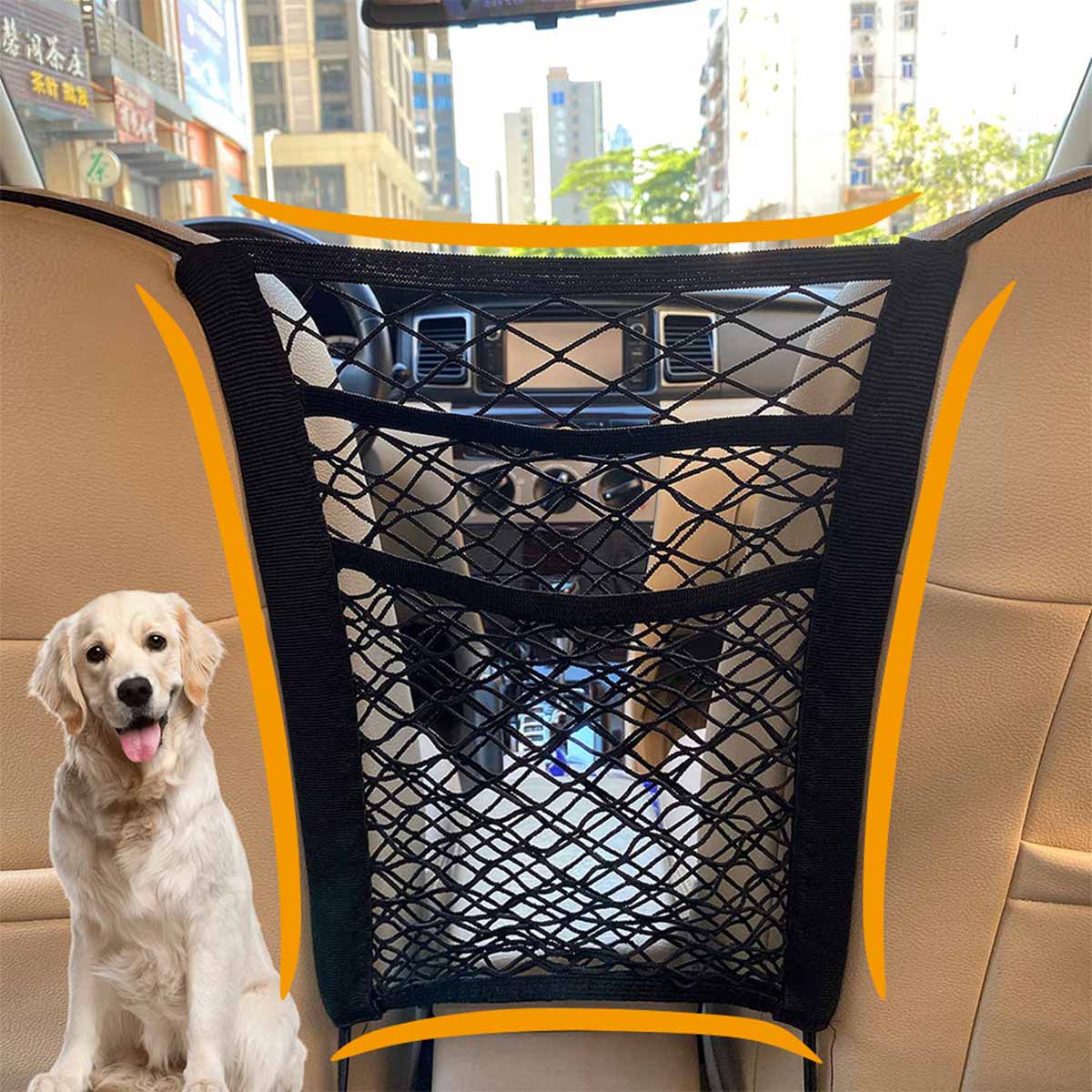 ペット犬後部座席車のフェンス犬隔離保護ネット弾性二重層収納分 - Partition Screen Divider のレビューと価格